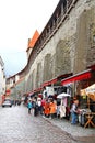 Hellemann tower and open-air market near old wall, Tallinn, Estonia