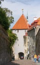 Tallinn, Estonia, August 16, 2014: Street to gate to old Upper town in summer