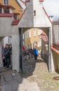 Tallinn, Estonia, August 16, 2014: Street to gate to old Upper town in summer