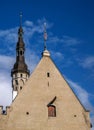 Tallinn, Estonia. Belfry of the City Hall. Weather vane Old Thomas. Tower of the old town hall. City Hall Royalty Free Stock Photo