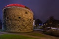 View of the Fat Margaret Tower in Tallinn at night.