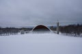 Lauluvaljak field, famous ground for concerts in winter with a lot of snow. Royalty Free Stock Photo