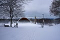 Lauluvaljak field, famous ground for concerts in winter with a lot of snow. Royalty Free Stock Photo