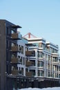 Closeup view to new modern apartments at Kalaranna street