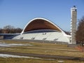 Lauluvaljak field, famous ground for concerts at early spring with some snow left. Royalty Free Stock Photo