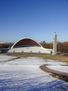 Lauluvaljak field, famous ground for concerts at early spring with some snow left. Royalty Free Stock Photo
