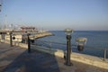 Tallinn, Estonia, Europe - November 2, 2021: Baltic sea view with hi-spy viewing machines and port entrance for trucks