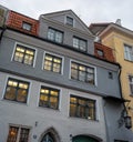 Tallinn, Estonia. Fragment of an old house on the town hall square. Evening photo Royalty Free Stock Photo