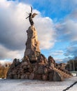 Tallinn, Estonia - January 4, 2020: Monument dedicated to the death of the Russian ship -Mermaid-. An angel with a cross Royalty Free Stock Photo