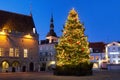 TALLINN, ESTONIA - JANUARY 12, 2018: Night picturesque view of the Christmas tree Royalty Free Stock Photo