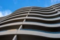 Tallinn, Estonia - January 4, 2020: Wall of a modern building with curved balconies. Abstract picture for background