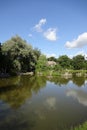 Tallinn, Estonia - 21 July 2021: Landscape view in Japanese garden in Kadriorg park on a sunny summer day. Zen garden Royalty Free Stock Photo