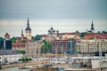 Tallinn, Estonia - July 3, 2017: Tallinn skyline on a cloudy summer day from the city port Royalty Free Stock Photo