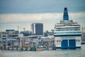 Tallinn, Estonia - July 3, 2017: Tallinn skyline on a cloudy summer day from the city port Royalty Free Stock Photo