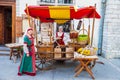 Tallinn, Estonia - June 2, 2016: Girls in medieval dresses