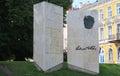 Monument to Estonian writer Eduard Wilde. Monument in the form of an open book