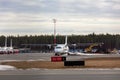Tallinn, Estonia - March 23, 2021: finnair plane ATR 72-500 OH-ATE takes off from Airport of Tallinn