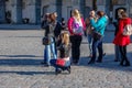 Tallinn, Estonia 02 may 2017. Tourists photographers on the square in the old city