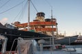 Tallinn, Estonia - November 18, 2018: Deck, captain s bridge of the Suur Toll icebreaker. The icebreaker steamer is part