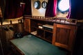 TALLINN, ESTONIA - November 02, 2019: Old phone on a table in cabin of the ship named Suur Toll in the harbor of Seaplane Harbour