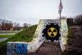 TALLINN, ESTONIA - November 02, 2019: The place for Halloween named Bunker and the ghost doll above it