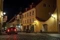 Tallinn, Estonia - November 05 2021: Scenic view of the evening street in the Old Town in Tallinn, Estonia Royalty Free Stock Photo