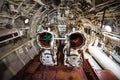 TALLINN, ESTONIA - November 02, 2019: Torpedo launch cabin inside submarine named Lembit, built in 1936. It is located in Seaplane Royalty Free Stock Photo