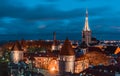 Tallinn, Estonia - 31.10.2019 Old town of Tallinn in Night Time, with long exposure Tallinn, Estonia Royalty Free Stock Photo