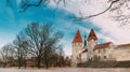 Tallinn, Estonia. Part Of Tallinn City Wall. Kuldjala Torn Tower, Sauna Tower Saunatorn. Old Walls of Tallinn Royalty Free Stock Photo