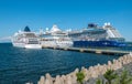 Tallinn Estonia port with three cruise ships docked in the port. Royalty Free Stock Photo