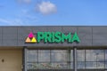 Tallinn, Estonia 08.07,2020 Prisma supermarket, outside logo. Famous family market in scandinavia. Finnish chain of home