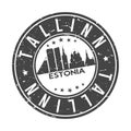 Tallinn Estonia Round Stamp Icon Skyline City Design Landmark Rubber Seal.