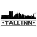 Tallinn Estonia Silhouette Icon Vector Art Flat Shadow Design Skyline City Silhouette Template Logo