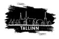 Tallinn Estonia Skyline Silhouette. Hand Drawn Sketch.