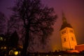 TALLINN, ESTONIA: St. Nicholas ` Church, Niguliste kirik. Night landscape with lighting Royalty Free Stock Photo