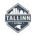 Tallinn Estonia Travel Stamp Icon Skyline City Design Tourism Badge Rubber.