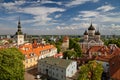 TALLINN, ESTONIA - View from the Bell tower of Dome Church / St. Mary`s Cathedral, Toompea hill at The Old Town and Russian Orthod Royalty Free Stock Photo