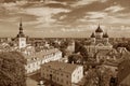 Tallinn, Estonia - View from the Bell tower of Dome Church / St. Mary`s Cathedral, Toompea hill at The Old Town and Russian Orthod Royalty Free Stock Photo
