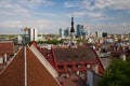 TALLINN, ESTONIA - View from Patkuli Viewing Platform, Toompea hill at The Old Town and Modern Tallinn, Estonia, June 10, 2018 Royalty Free Stock Photo