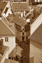 Tallinn, Estonia - View from Patkuli Viewing Platform, Toompea hill at The Old Town, sepia Royalty Free Stock Photo