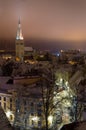 Tallinn Foggy Winter Night Cityscape Royalty Free Stock Photo