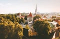 Tallinn Old Town aerial view touristic central popular landmarks cityscape