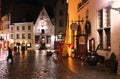 Tallinn Old town at night 30,10,2019 street medieval city travel to Europe Baltic light blurring