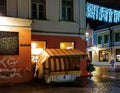 Tallinn old town night streets Christmas decoration panorama winter evening medieval city Christmas holiday in Estonia