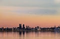Tallinn old town panorama view from Baltic sea sunset evening nature European  city  background travel to Estonia Royalty Free Stock Photo
