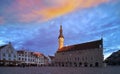 Tallinn Old town at sunset medieval  city town  hall square travel visit Estonia Europe Royalty Free Stock Photo