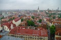 Tallinn Old Town and Toompea Hill, Estonia, panoramic view on rainy weather with traditional red tile roofs, medieval churches and Royalty Free Stock Photo