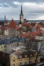 Tallinn Old Town on Toompea Hill, Estonia, panoramic view with traditional red tile roofs, medieval churches and walls Royalty Free Stock Photo