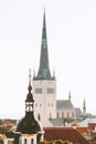 Tallinn Old Town view St Olaf`s Church Royalty Free Stock Photo