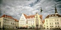 Tallinn old town view in Town Hall Square Raekoja Plats